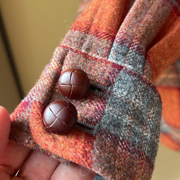Pendleton Vintage Sz L Petite Wool Plaid Light Weight Cardigan Blazer Fall Tones - Picture 5 of 14